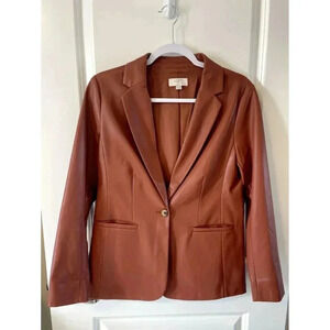 Loft NWOT Faux Leather Jacket Rust Colored Size SP Button up Lined Blazer Work